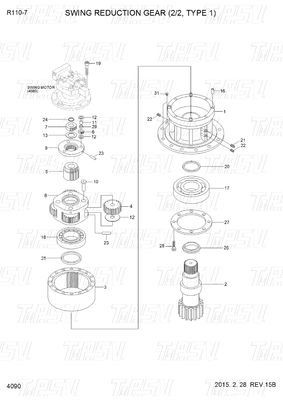 R110-7 ブラック OEM エグババター スイング モータードライブ パーツ カタログ 31N4-10140