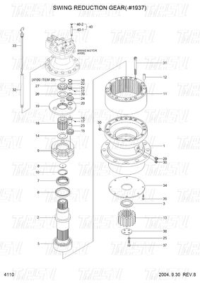 R210-7 ハインダイ 掘削機 スイングギアボックス カタログ 31N6-10150 惑星式減速機