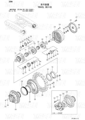 掘削機 黒 ZX330 ZX350 ZX360 ZX370 トラベルモータードライブ カタログ 水力駆動ユニット 9190221 9190222 9212584 9232360
