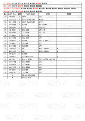 OEM 鉄鋼 227-6949 296-6299 353-0611 523-0574 353-0615 E320D 掘削機 移動ドライブ カタログ ギアボックス 組立